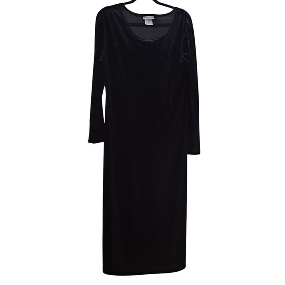 🇨🇦 Gloria Vanderbilt Black Velvet Long Sleeve Midi Dress | Size M - Picture 3 of 11